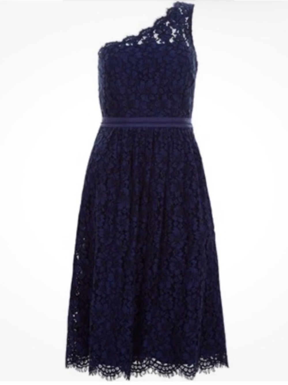 NWT Monsoon One-Shoulder Navy Lace Dress Sz 2/4
